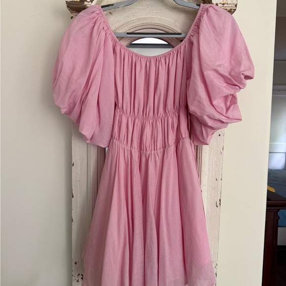 NWT Altar'd State Blush Pink Amabella Puff Mini Dress Size Small - Picture 2 of 6